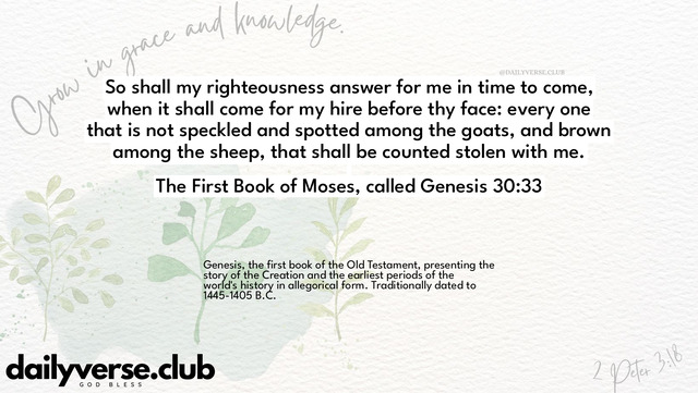 Bible Verse Wallpaper 30:33 from The First Book of Moses, called Genesis