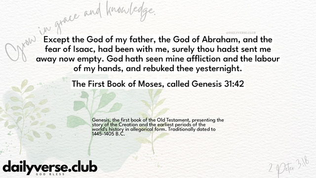 Bible Verse Wallpaper 31:42 from The First Book of Moses, called Genesis