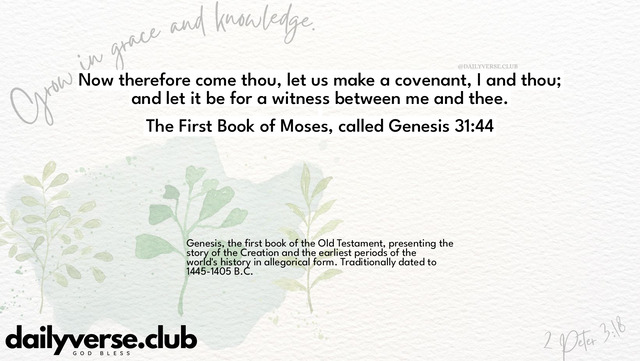 Bible Verse Wallpaper 31:44 from The First Book of Moses, called Genesis