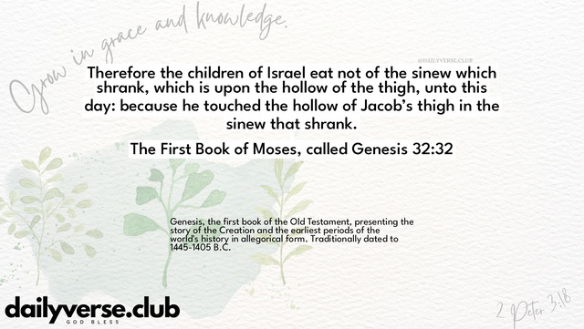 Bible Verse Wallpaper 32:32 from The First Book of Moses, called Genesis