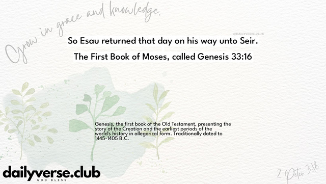 Bible Verse Wallpaper 33:16 from The First Book of Moses, called Genesis