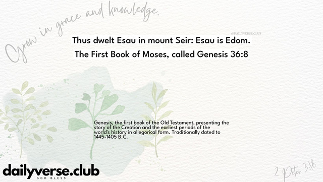 Bible Verse Wallpaper 36:8 from The First Book of Moses, called Genesis