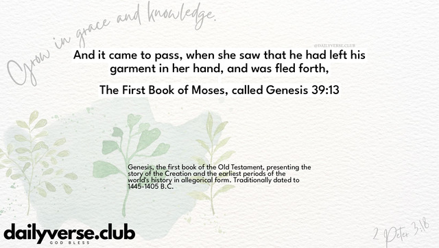 Bible Verse Wallpaper 39:13 from The First Book of Moses, called Genesis