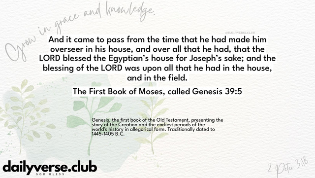 Bible Verse Wallpaper 39:5 from The First Book of Moses, called Genesis