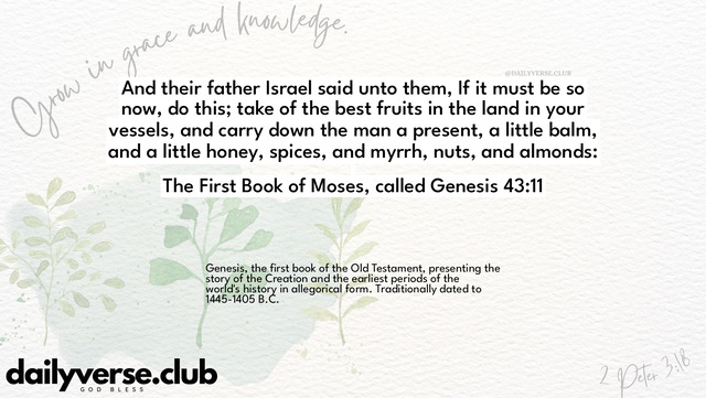 Bible Verse Wallpaper 43:11 from The First Book of Moses, called Genesis