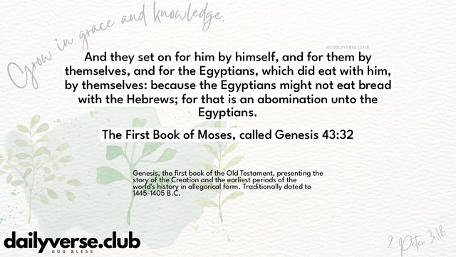 Bible Verse Wallpaper 43:32 from The First Book of Moses, called Genesis