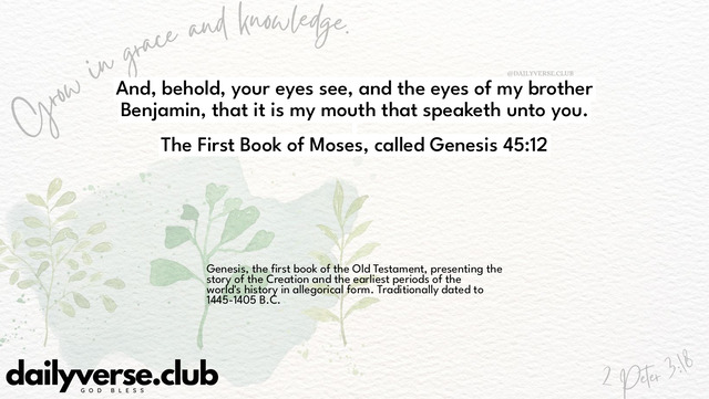 Bible Verse Wallpaper 45:12 from The First Book of Moses, called Genesis