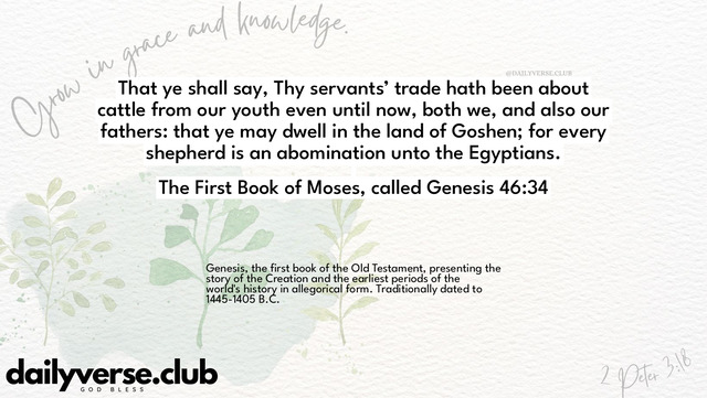 Bible Verse Wallpaper 46:34 from The First Book of Moses, called Genesis