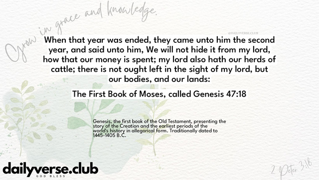 Bible Verse Wallpaper 47:18 from The First Book of Moses, called Genesis