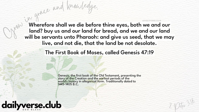 Bible Verse Wallpaper 47:19 from The First Book of Moses, called Genesis