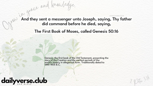 Bible Verse Wallpaper 50:16 from The First Book of Moses, called Genesis