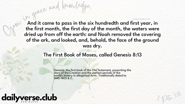Bible Verse Wallpaper 8:13 from The First Book of Moses, called Genesis