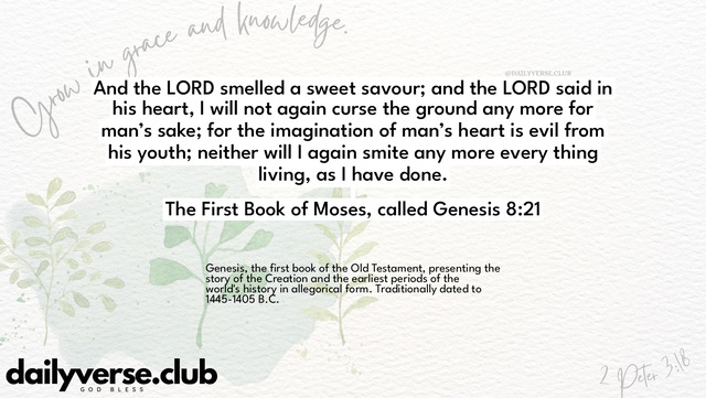 Bible Verse Wallpaper 8:21 from The First Book of Moses, called Genesis