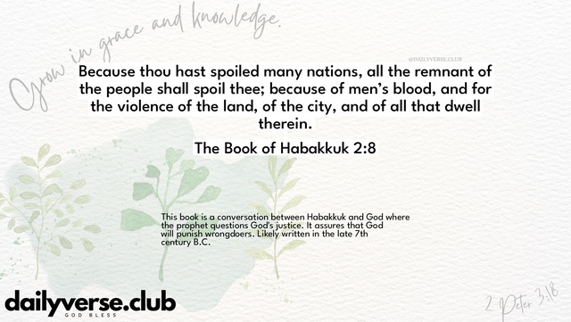 Bible Verse Wallpaper 2:8 from The Book of Habakkuk