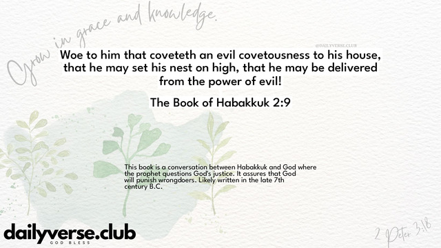 Bible Verse Wallpaper 2:9 from The Book of Habakkuk