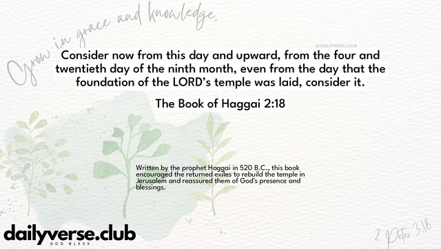 Bible Verse Wallpaper 2:18 from The Book of Haggai