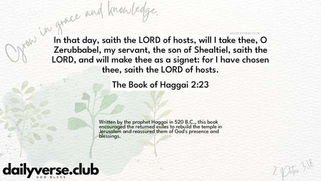 Bible Verse Wallpaper 2:23 from The Book of Haggai