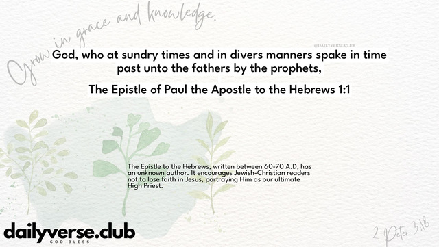 Bible Verse Wallpaper 1:1 from The Epistle of Paul the Apostle to the Hebrews