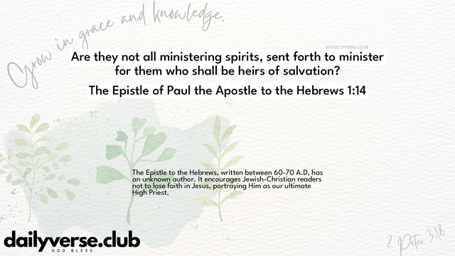 Bible Verse Wallpaper 1:14 from The Epistle of Paul the Apostle to the Hebrews
