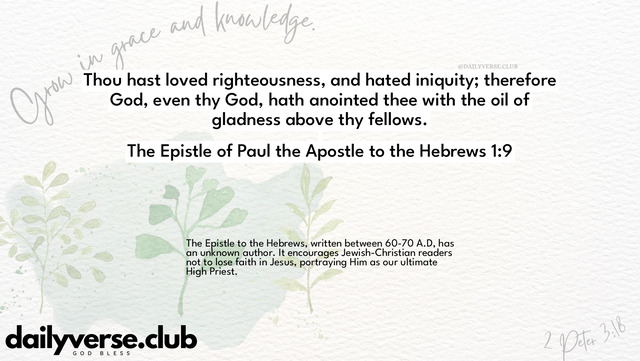 Bible Verse Wallpaper 1:9 from The Epistle of Paul the Apostle to the Hebrews