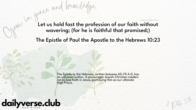 Bible Verse Wallpaper 10:23 from The Epistle of Paul the Apostle to the Hebrews