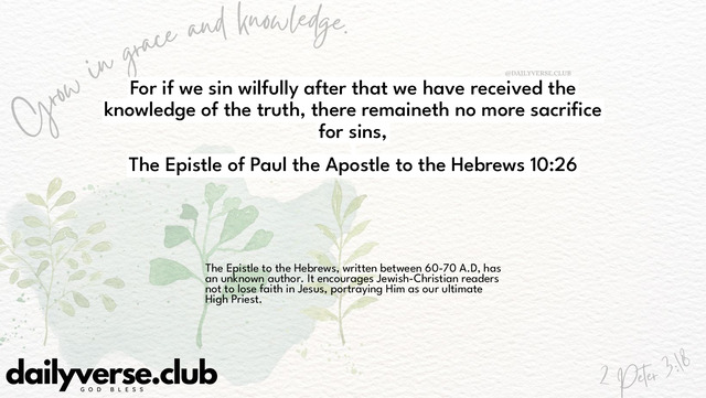 Bible Verse Wallpaper 10:26 from The Epistle of Paul the Apostle to the Hebrews