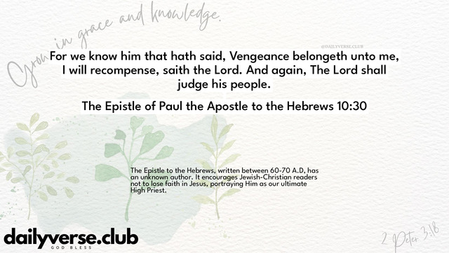 Bible Verse Wallpaper 10:30 from The Epistle of Paul the Apostle to the Hebrews
