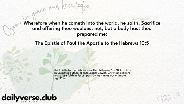 Bible Verse Wallpaper 10:5 from The Epistle of Paul the Apostle to the Hebrews