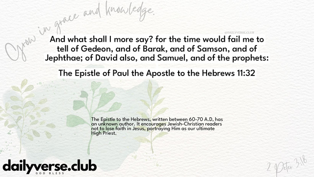 Bible Verse Wallpaper 11:32 from The Epistle of Paul the Apostle to the Hebrews