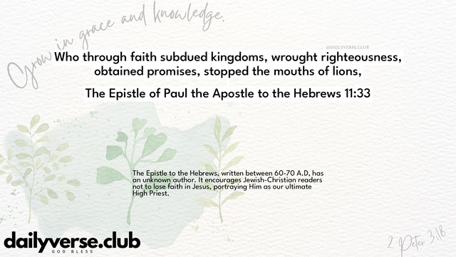 Bible Verse Wallpaper 11:33 from The Epistle of Paul the Apostle to the Hebrews