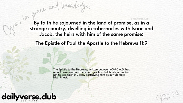 Bible Verse Wallpaper 11:9 from The Epistle of Paul the Apostle to the Hebrews