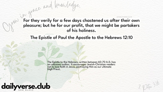 Bible Verse Wallpaper 12:10 from The Epistle of Paul the Apostle to the Hebrews