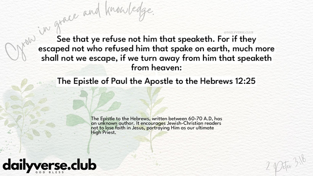 Bible Verse Wallpaper 12:25 from The Epistle of Paul the Apostle to the Hebrews