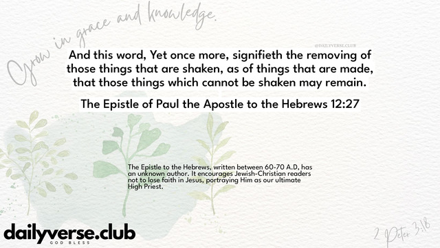 Bible Verse Wallpaper 12:27 from The Epistle of Paul the Apostle to the Hebrews