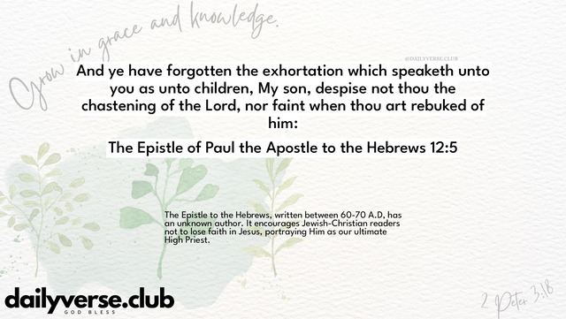 Bible Verse Wallpaper 12:5 from The Epistle of Paul the Apostle to the Hebrews