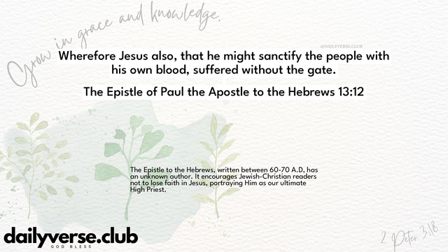 Bible Verse Wallpaper 13:12 from The Epistle of Paul the Apostle to the Hebrews
