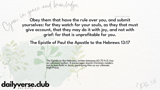 Bible Verse Wallpaper 13:17 from The Epistle of Paul the Apostle to the Hebrews