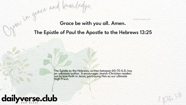 Bible Verse Wallpaper 13:25 from The Epistle of Paul the Apostle to the Hebrews