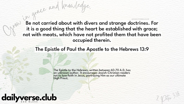 Bible Verse Wallpaper 13:9 from The Epistle of Paul the Apostle to the Hebrews
