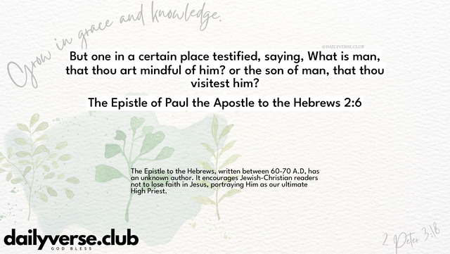 Bible Verse Wallpaper 2:6 from The Epistle of Paul the Apostle to the Hebrews