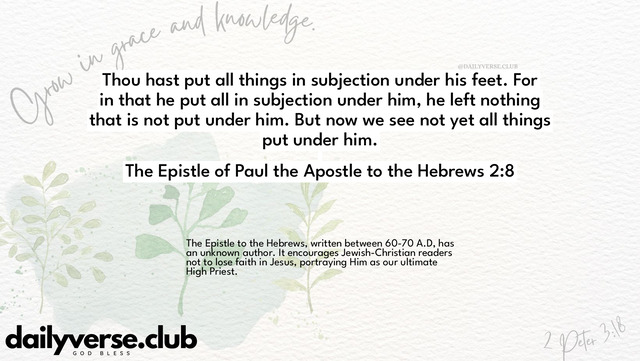 Bible Verse Wallpaper 2:8 from The Epistle of Paul the Apostle to the Hebrews