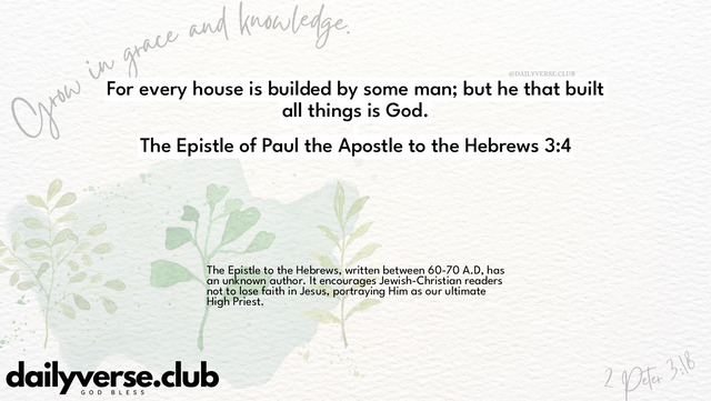 Bible Verse Wallpaper 3:4 from The Epistle of Paul the Apostle to the Hebrews