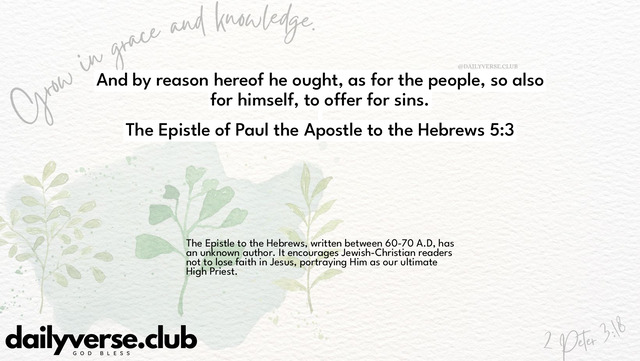 Bible Verse Wallpaper 5:3 from The Epistle of Paul the Apostle to the Hebrews
