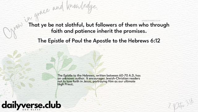 Bible Verse Wallpaper 6:12 from The Epistle of Paul the Apostle to the Hebrews