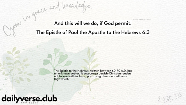Bible Verse Wallpaper 6:3 from The Epistle of Paul the Apostle to the Hebrews