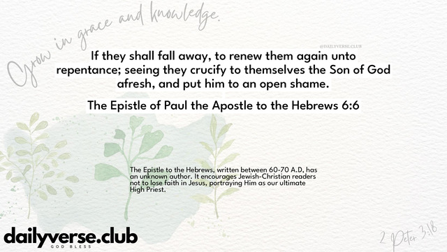 Bible Verse Wallpaper 6:6 from The Epistle of Paul the Apostle to the Hebrews