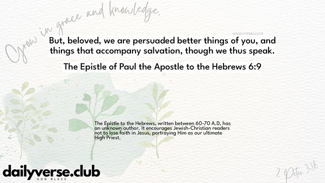 Bible Verse Wallpaper 6:9 from The Epistle of Paul the Apostle to the Hebrews