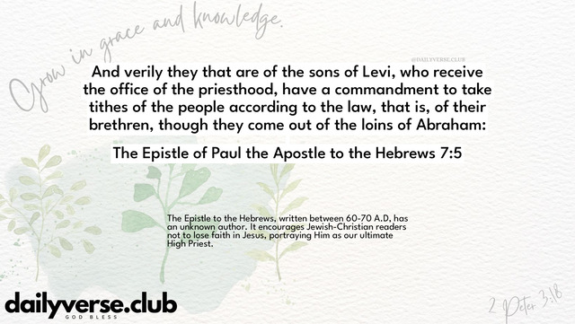 Bible Verse Wallpaper 7:5 from The Epistle of Paul the Apostle to the Hebrews