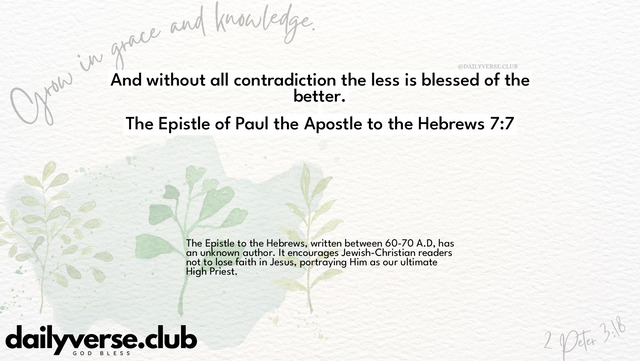 Bible Verse Wallpaper 7:7 from The Epistle of Paul the Apostle to the Hebrews