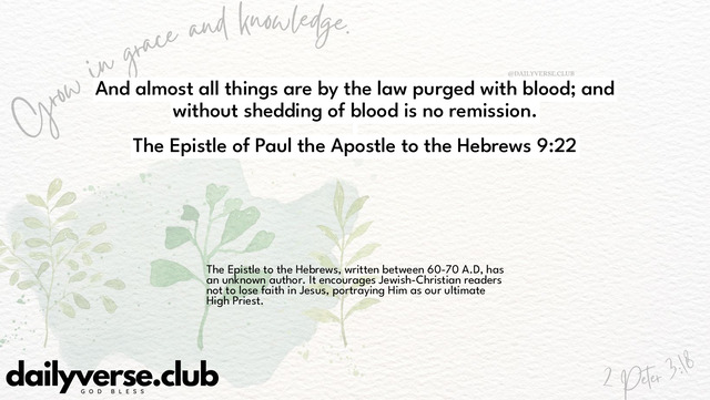 Bible Verse Wallpaper 9:22 from The Epistle of Paul the Apostle to the Hebrews